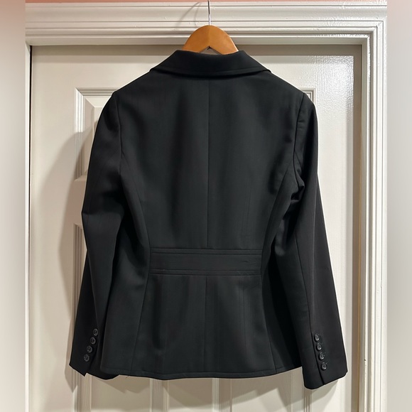 Ann Taylor Black One Button Blazer Pinstripe Lined Suit Jacket The Newbury - Picture 3 of 7